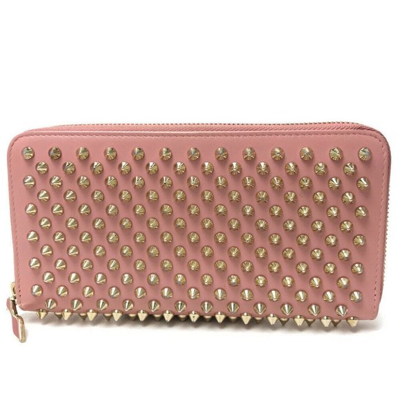 Authentic CHRISTIAN LOUBOUTIN 1165065 Panettone spike studs Zip Around Long Wall